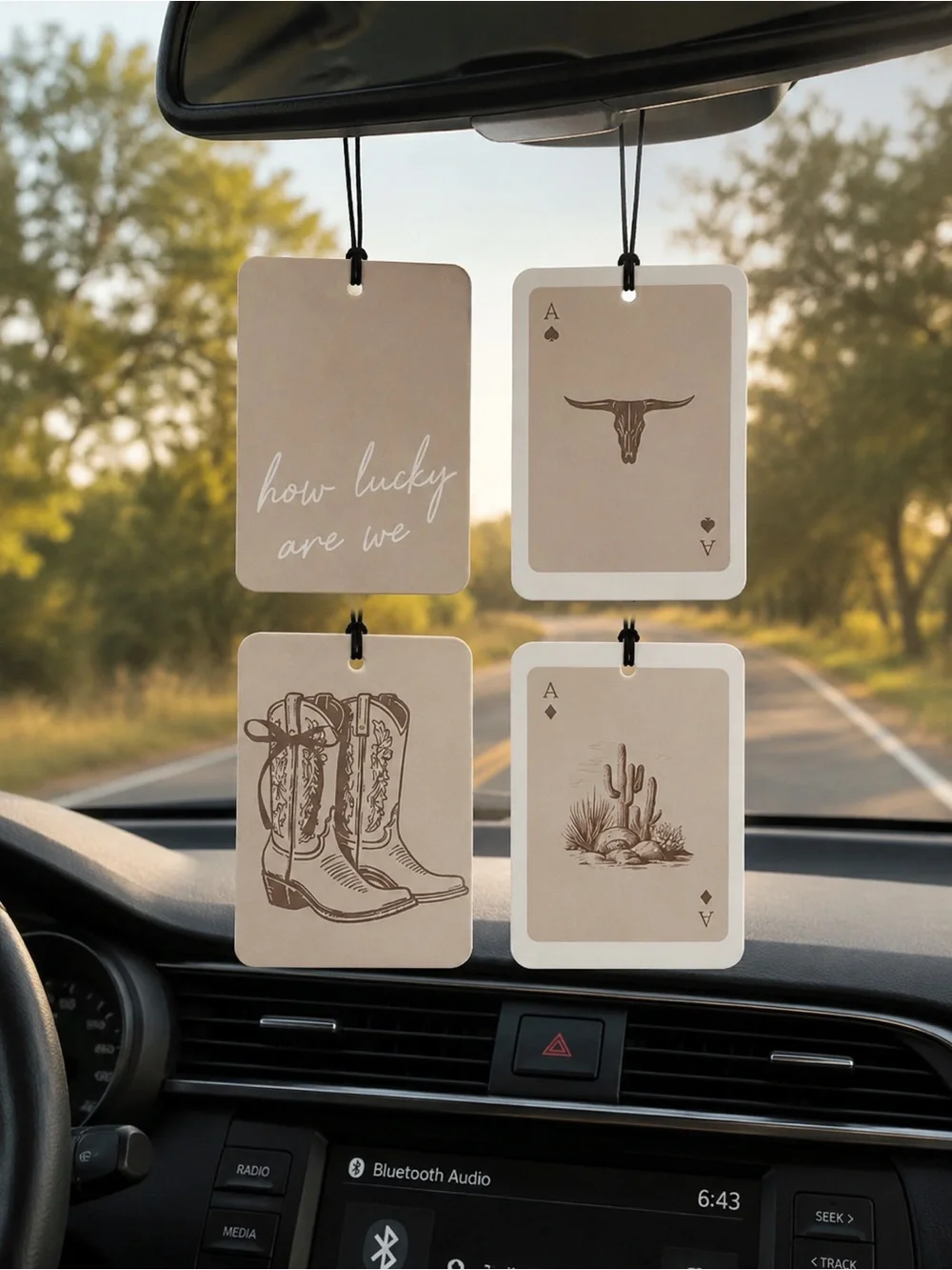 Boho Beige Western Car Air Freshener 4 Pcs